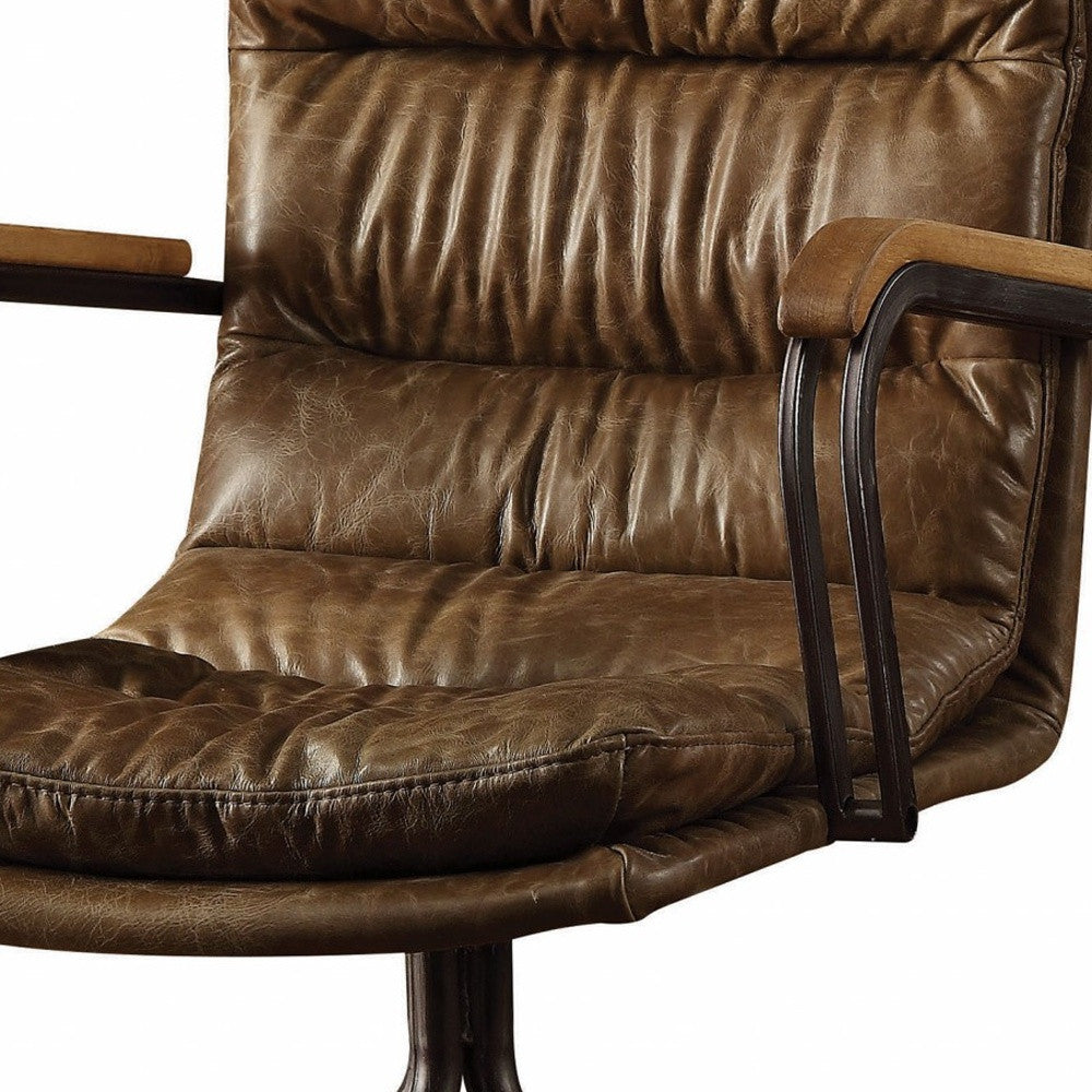 26" Genuine Leather Swivel Office Chair