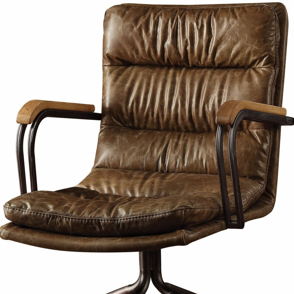 26" Genuine Leather Swivel Office Chair