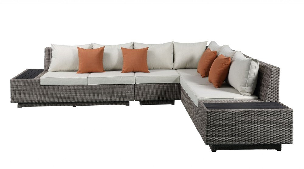 126" 4 pc. Beige and Gray Outdoor Corner Sectional