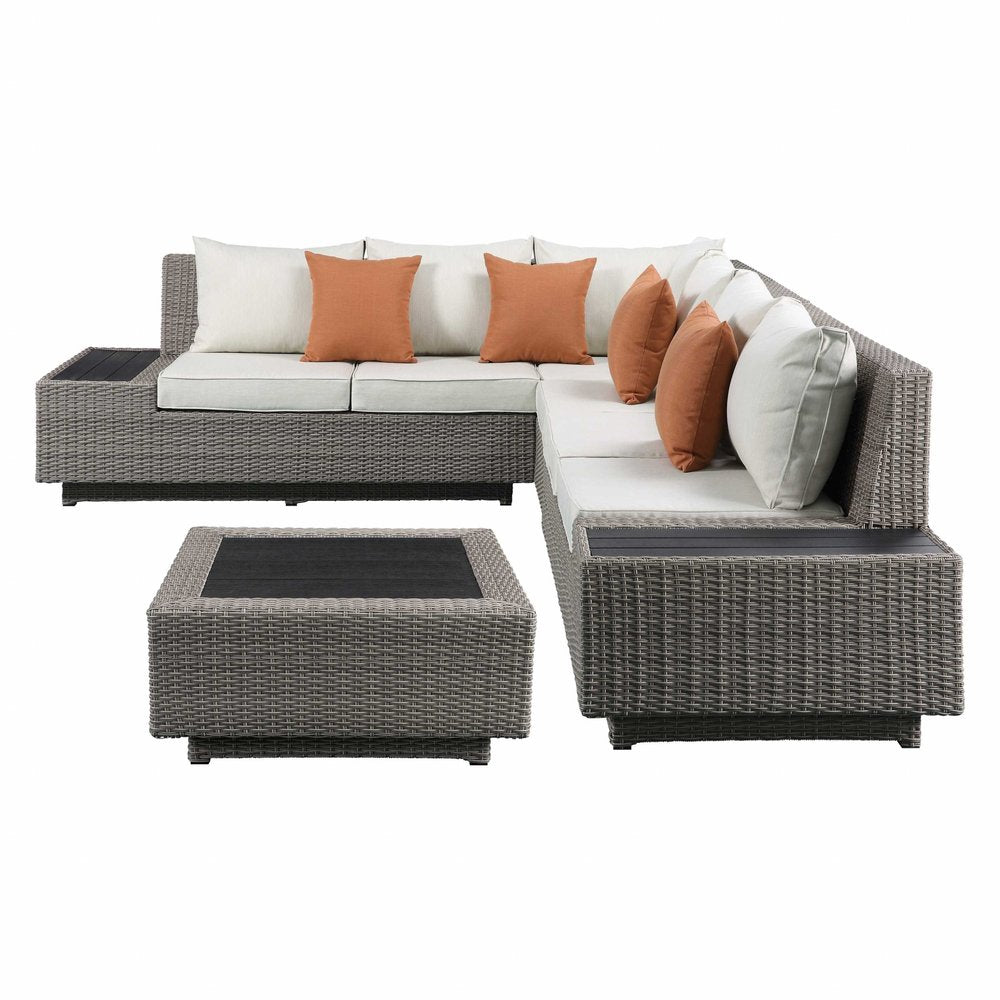 126" 4 pc. Beige and Gray Outdoor Corner Sectional