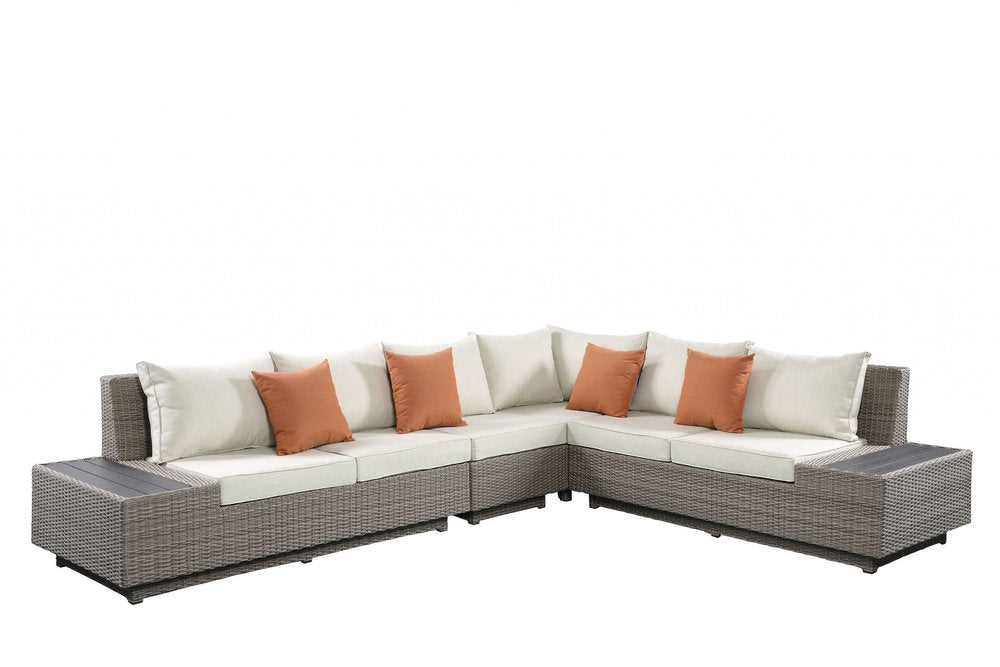 126" 4 pc. Beige and Gray Outdoor Corner Sectional