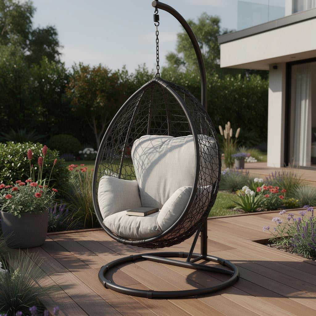 38" Outdoor Metal Swinging Egg Chair