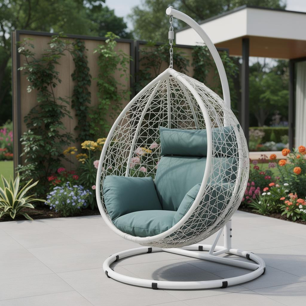 38" Outdoor Metal Swinging Egg Chair