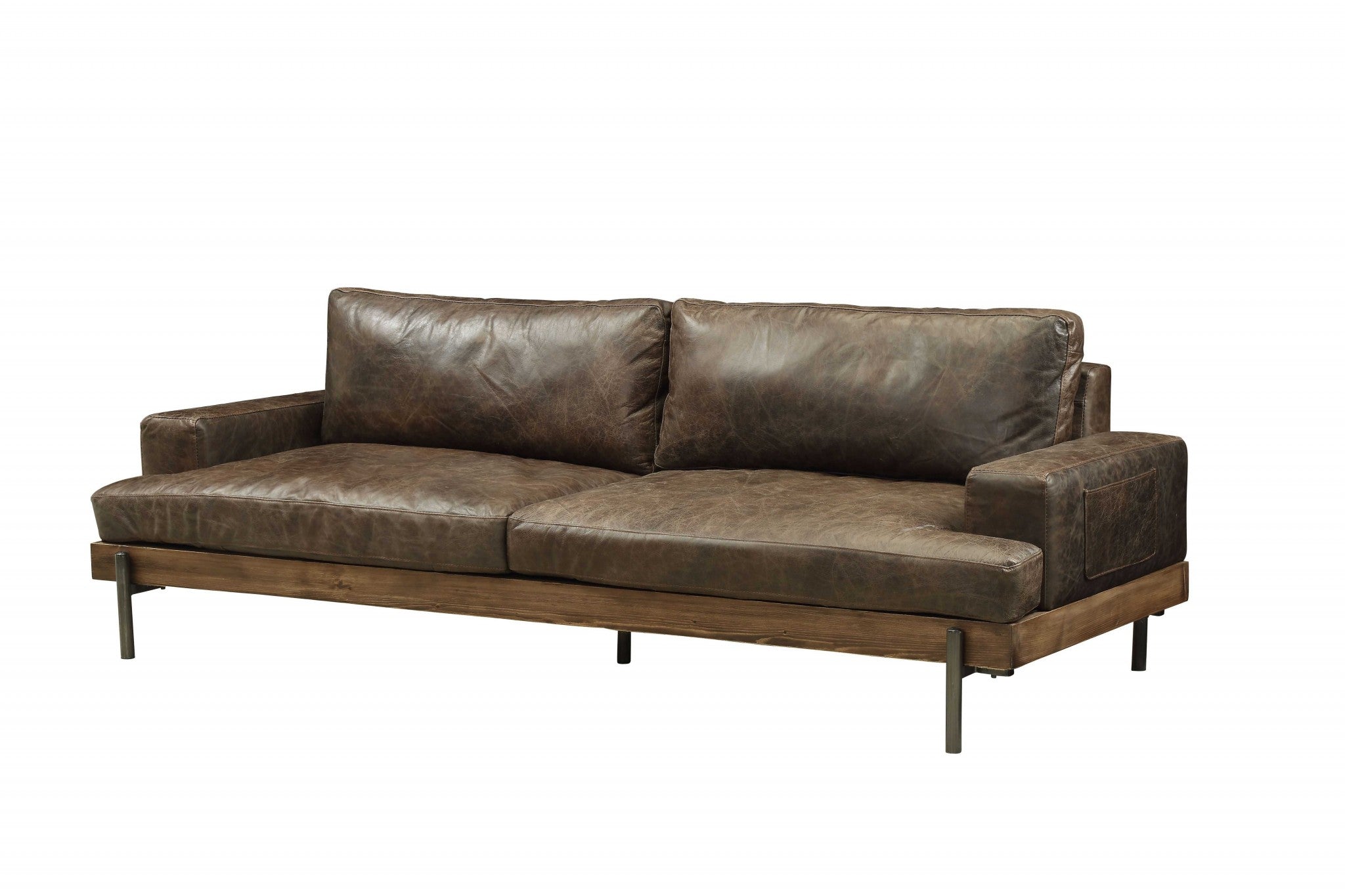 95" Chocolate Brown Top-Grain Leather Sofa