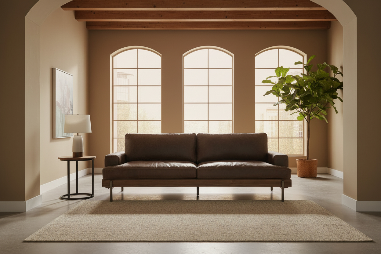 95" Chocolate Brown Top-Grain Leather Sofa