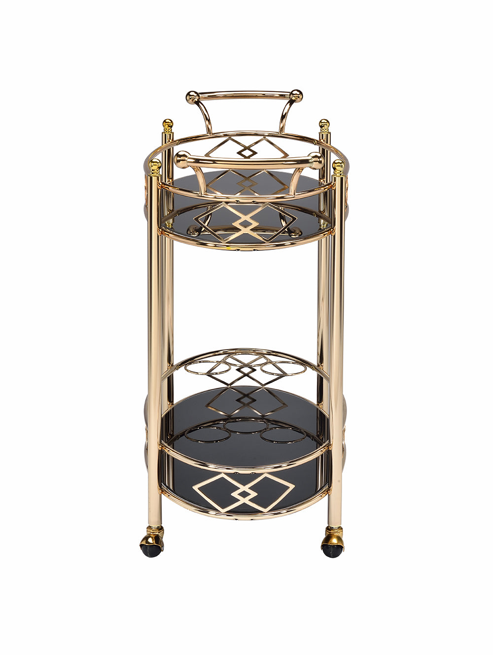 35" Gold and Black Deco Serving Cart