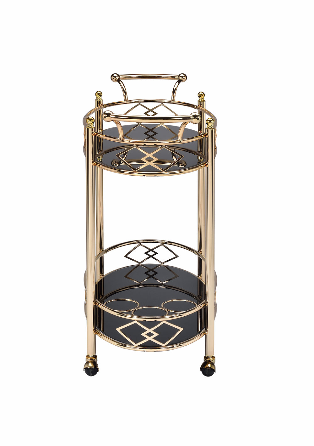 35" Gold and Black Deco Serving Cart