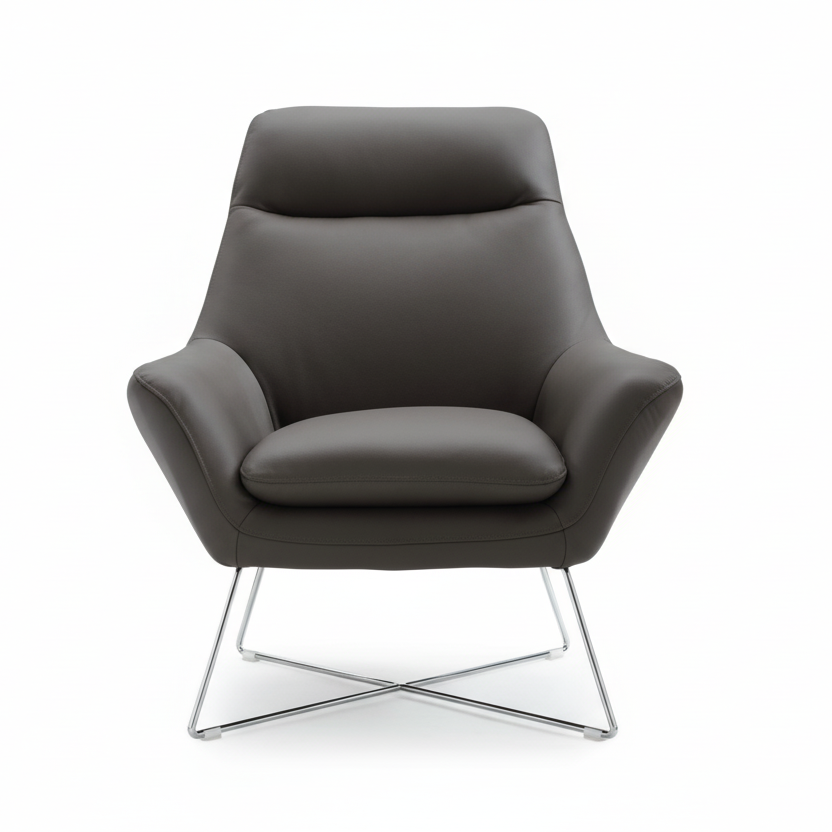 33" Contemporary Faux Leather Tufted Arm Chair