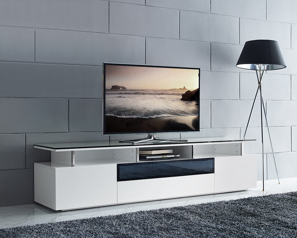 83" White Gloss Contemporary Entertainment Console