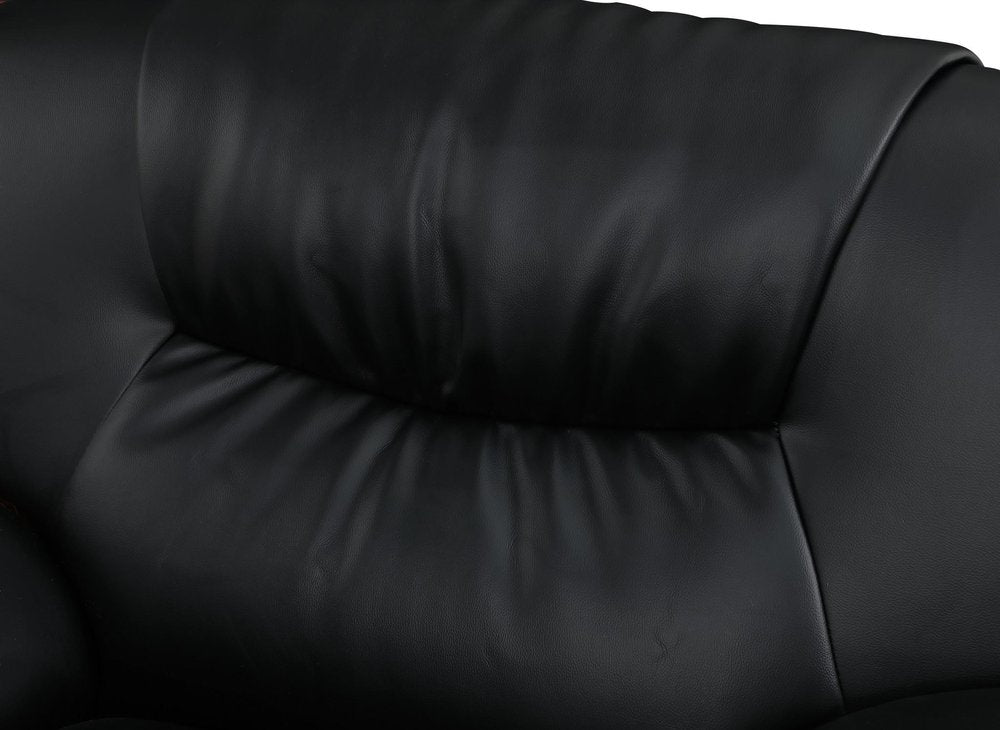 64" Black Faux Leather Modern Pillow Loveseat