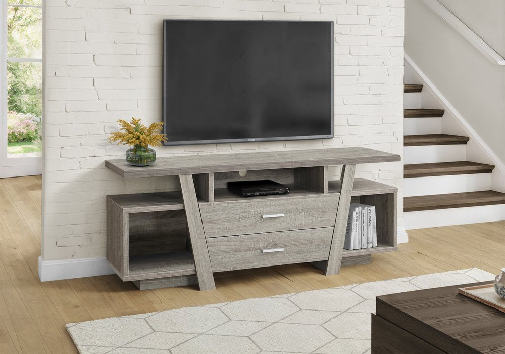 60" Taupe Angle Shelf Entertainment Console