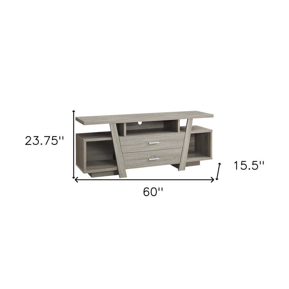 60" Taupe Angle Shelf Entertainment Console