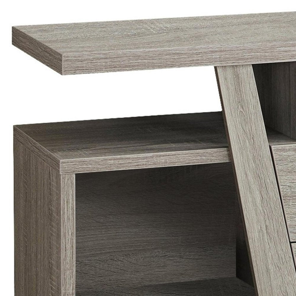 60" Taupe Angle Shelf Entertainment Console
