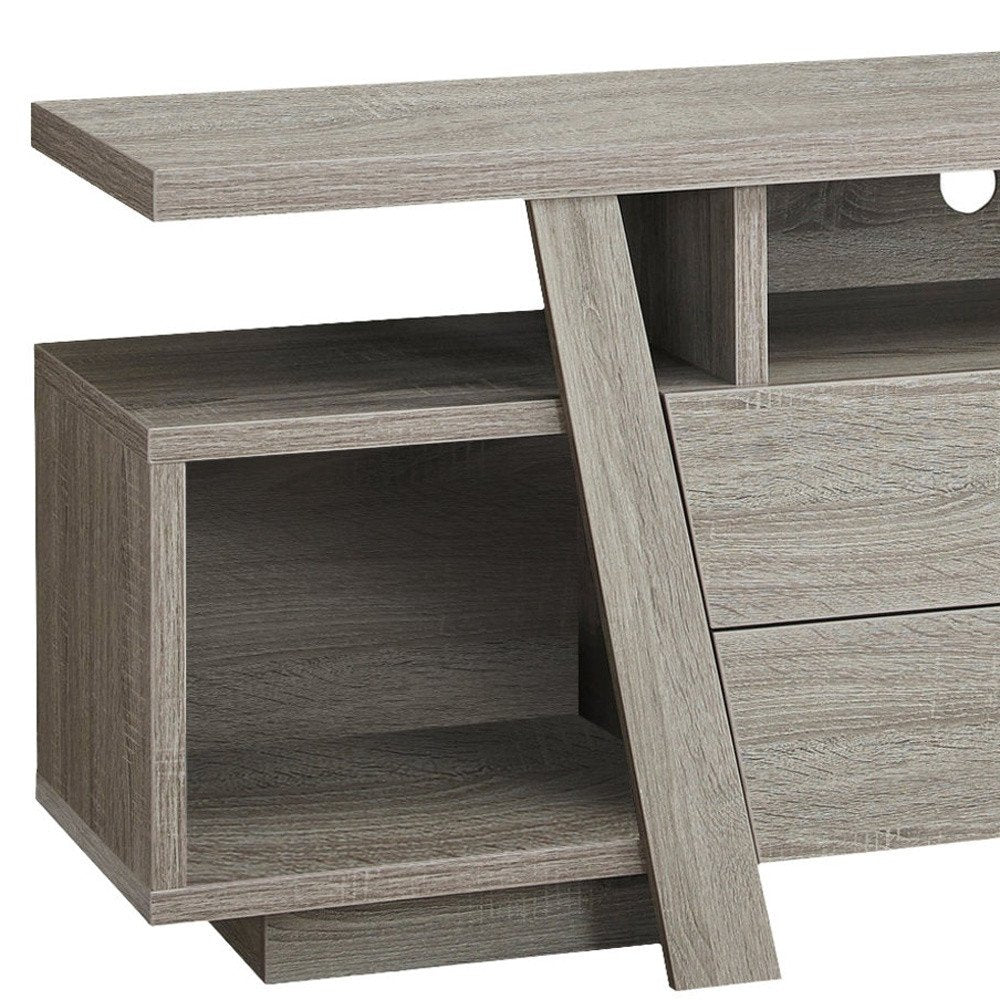 60" Taupe Angle Shelf Entertainment Console