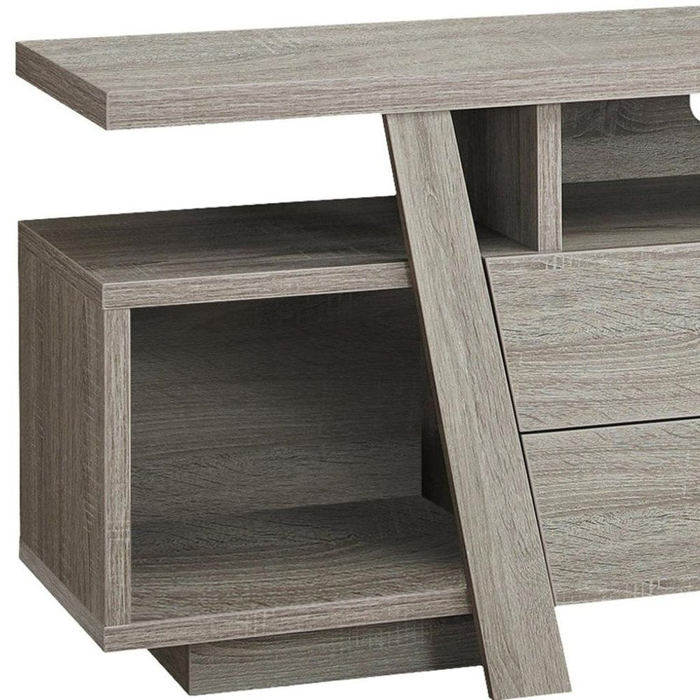60" Taupe Angle Shelf Entertainment Console