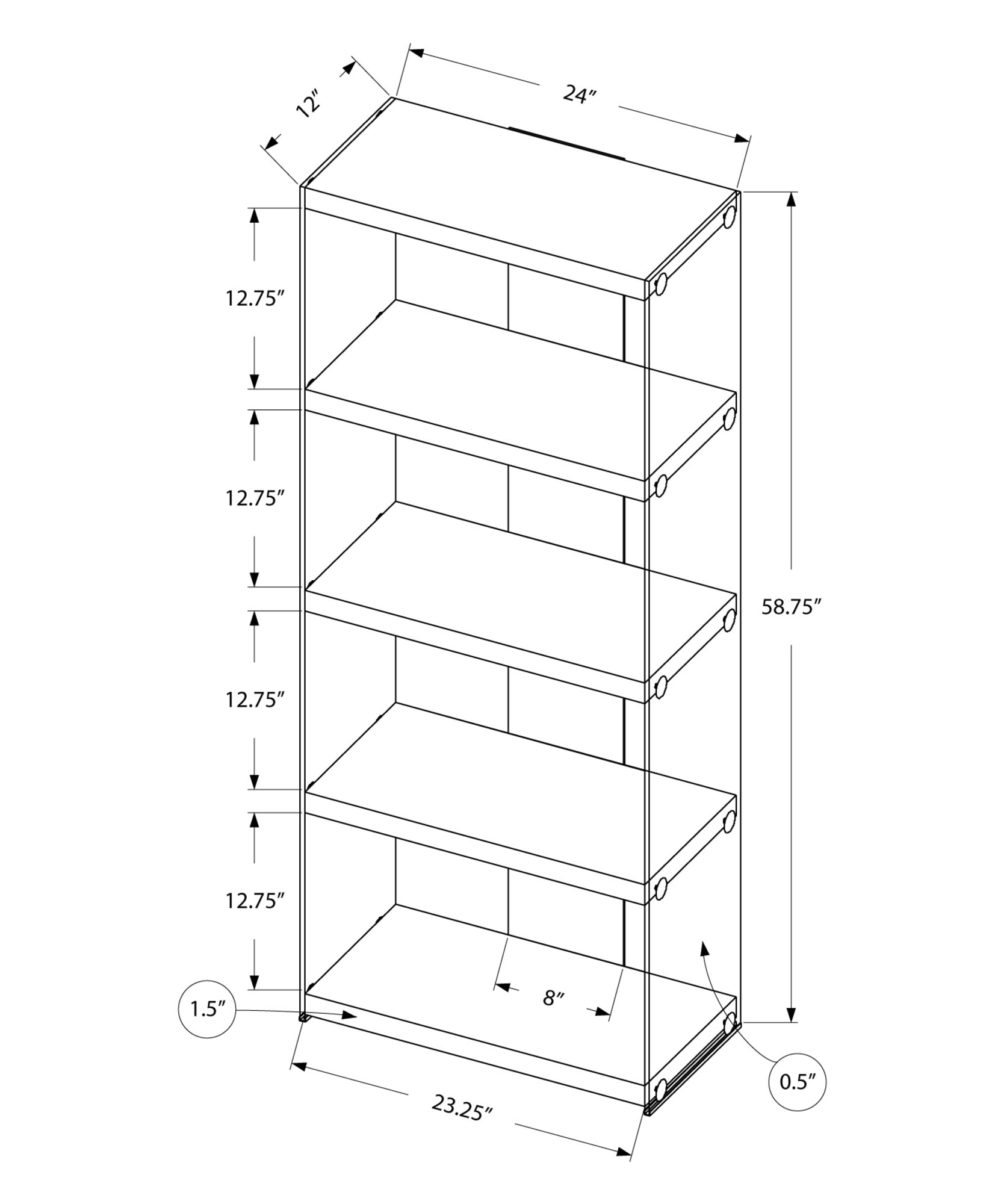 58" Glass and Wood Etagere Bookcase