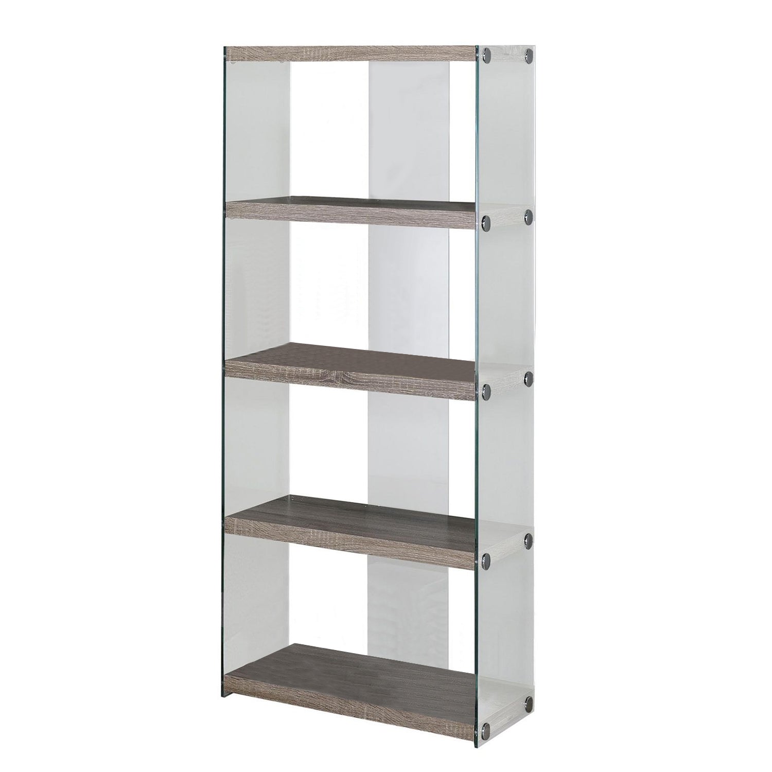 58" Glass and Wood Etagere Bookcase