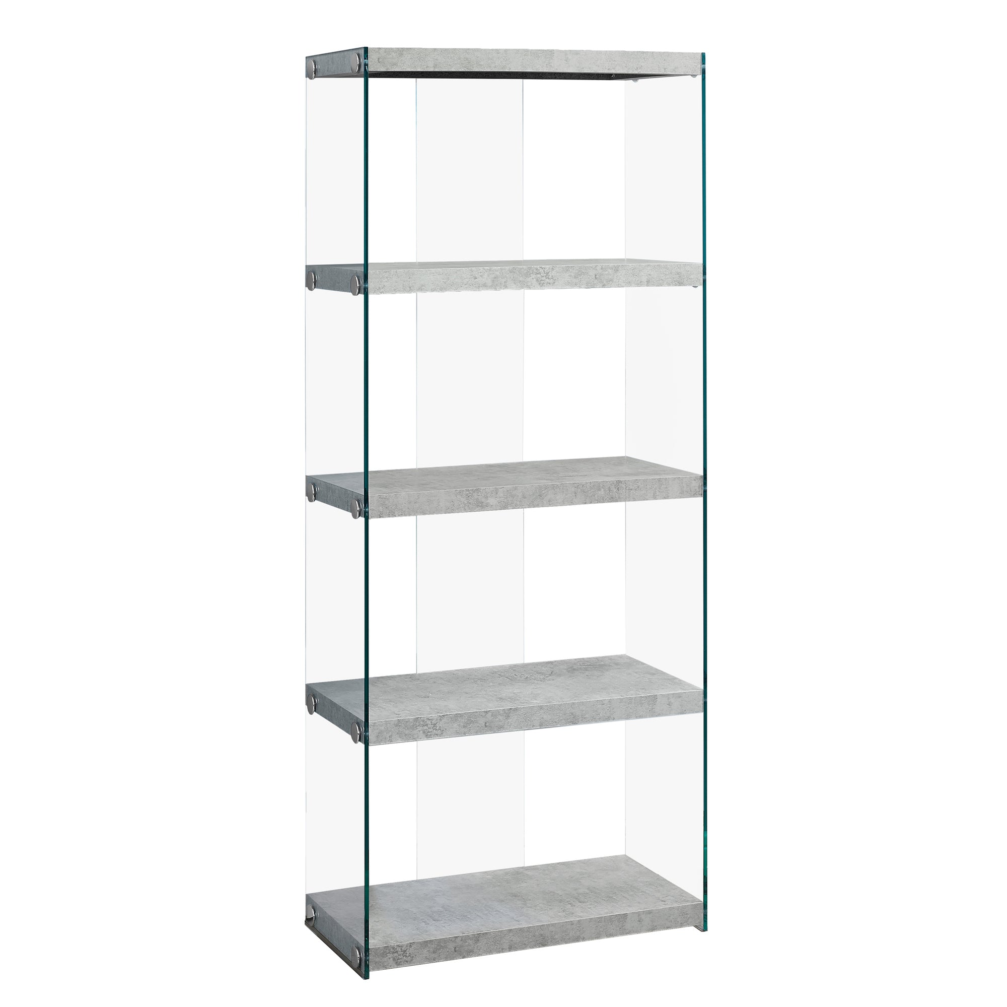 58" Glass and Wood Etagere Bookcase