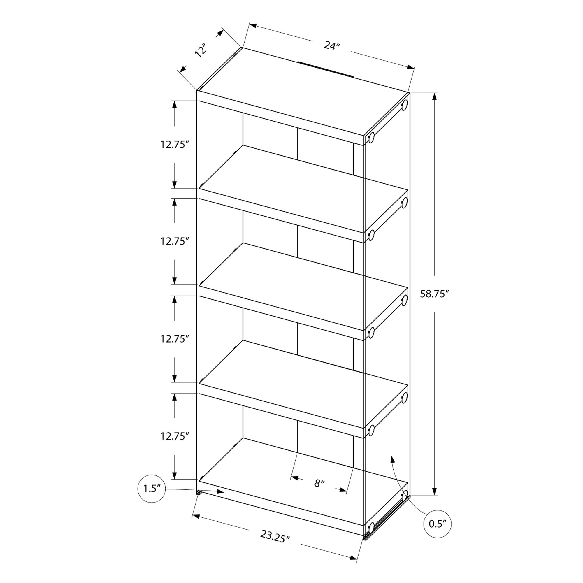 58" Glass and Wood Etagere Bookcase