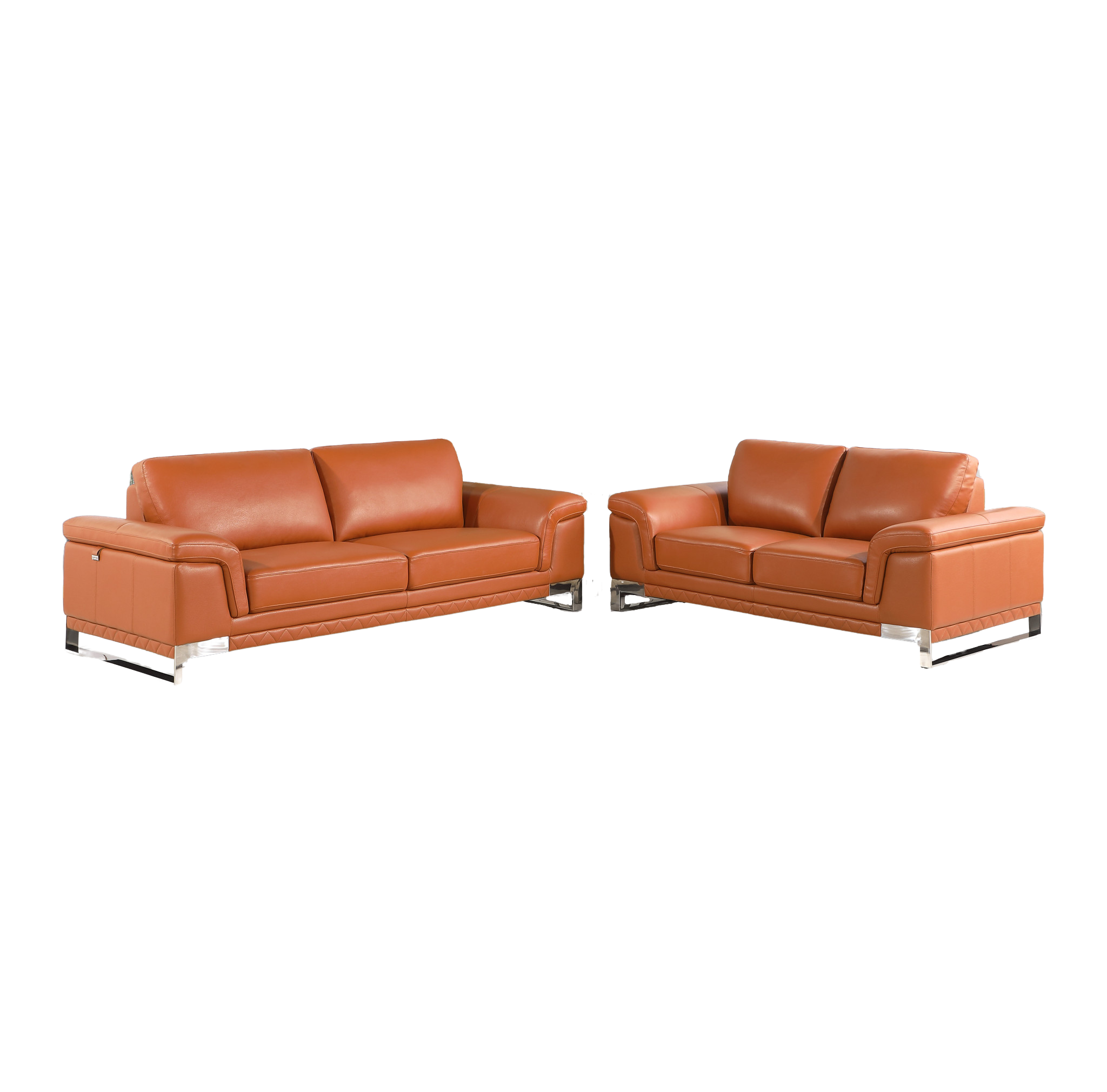 2 Piece Italian Leather Five Person Seating Set