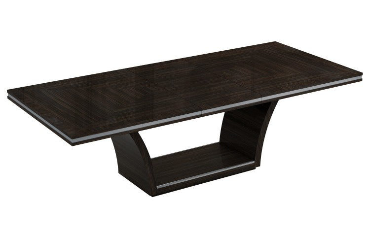 98" Dark Brown Wood Pedestal Dining Table