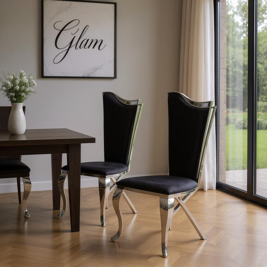 22" Set of Two Cream and Rose Gold Silhouette Chair