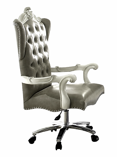 48" Gray Faux Leather Tufted Office Chair