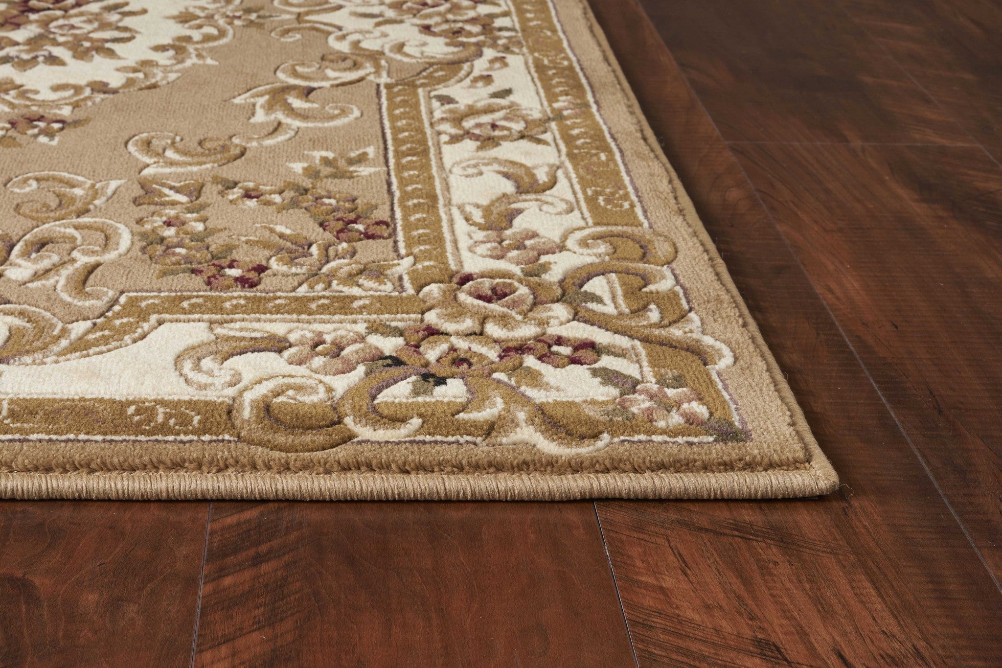 Beige and Ivory Floral Medallion Area Rug