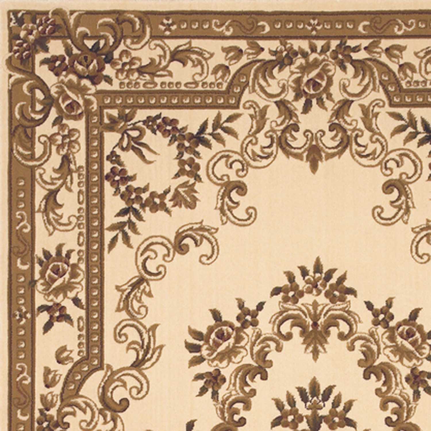 Beige and Brown Floral Medallion Area Rug