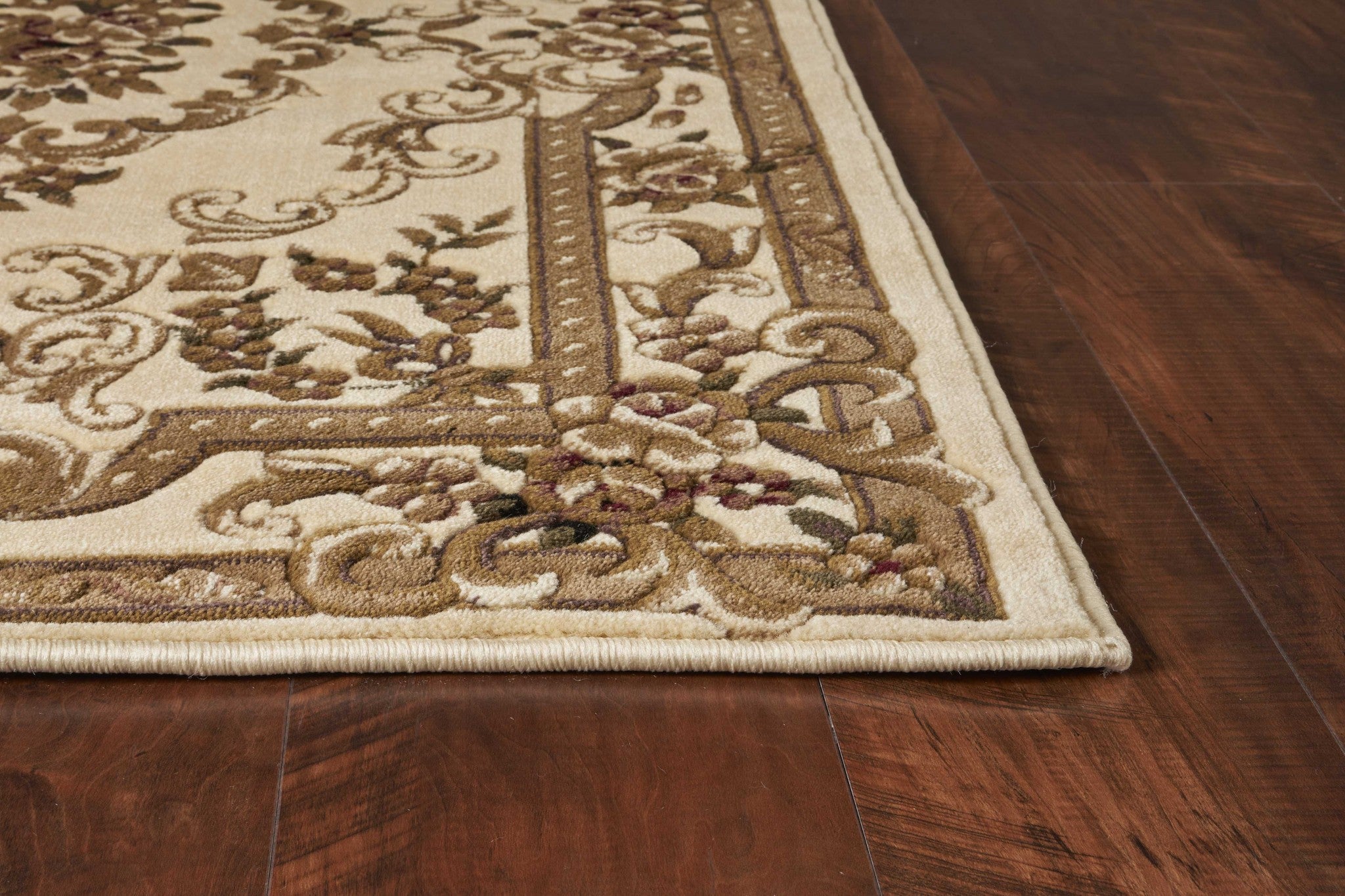 Beige and Brown Floral Medallion Area Rug