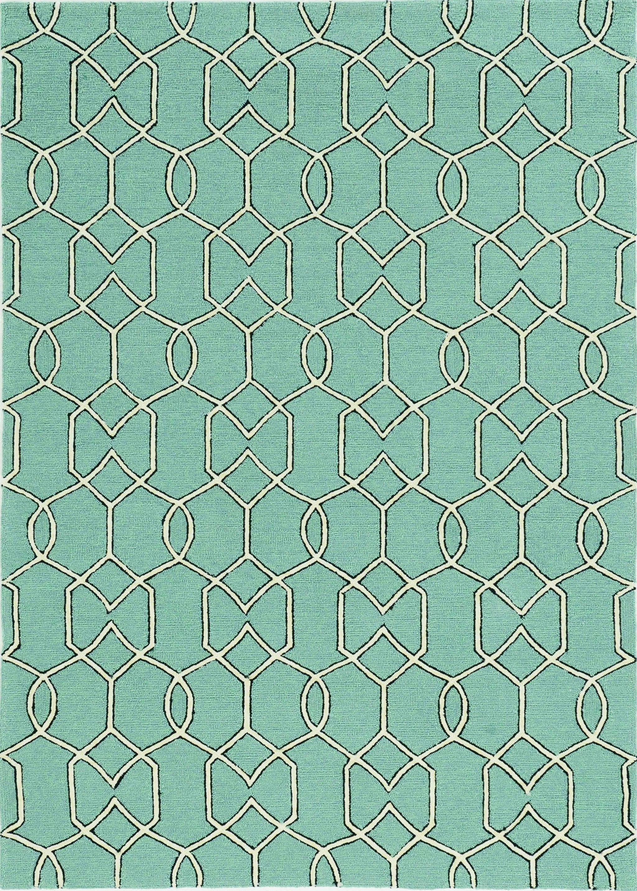 Green and Ivory Moroccan Indoor/Outdoor Rug