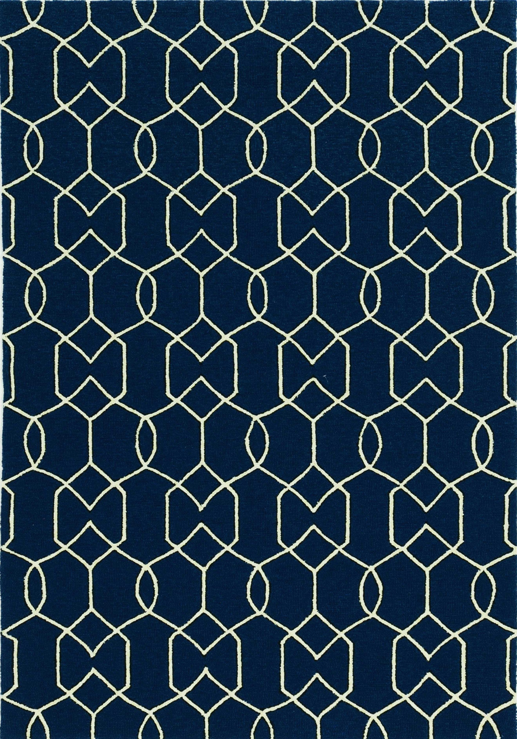 Navy Blue Chain-link Indoor/Outdoor rug