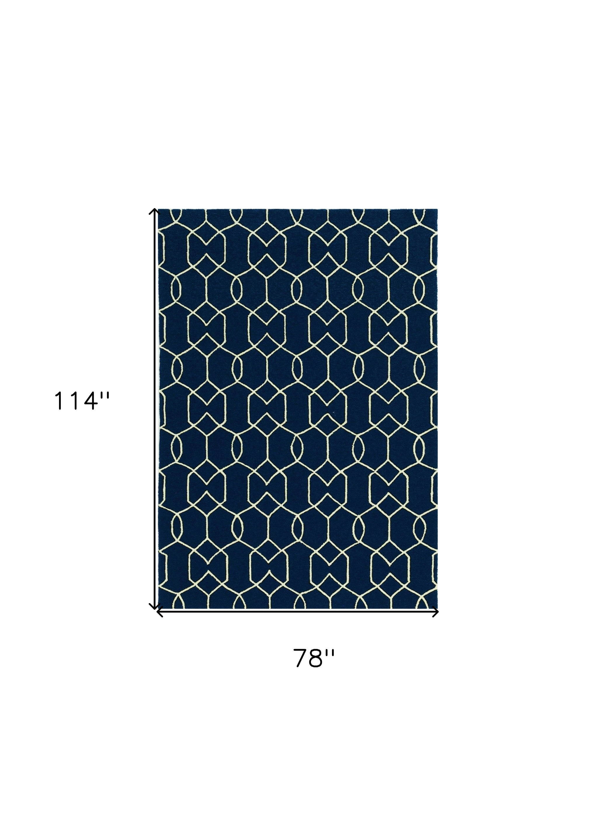 Navy Blue Chain-link Indoor/Outdoor rug