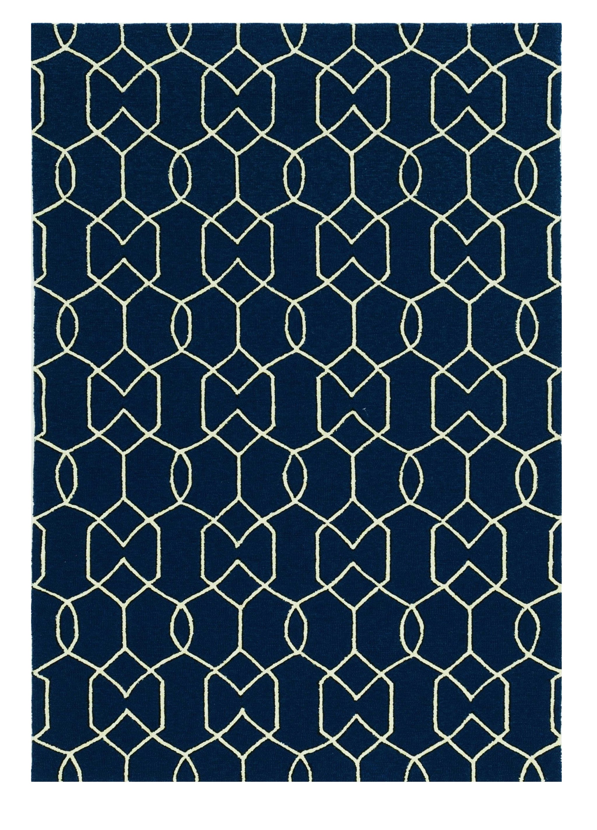 Navy Blue Chain-link Indoor/Outdoor rug