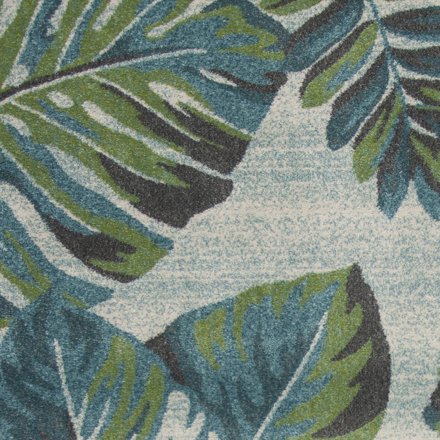 Teal and Green Palm Leaf Rug