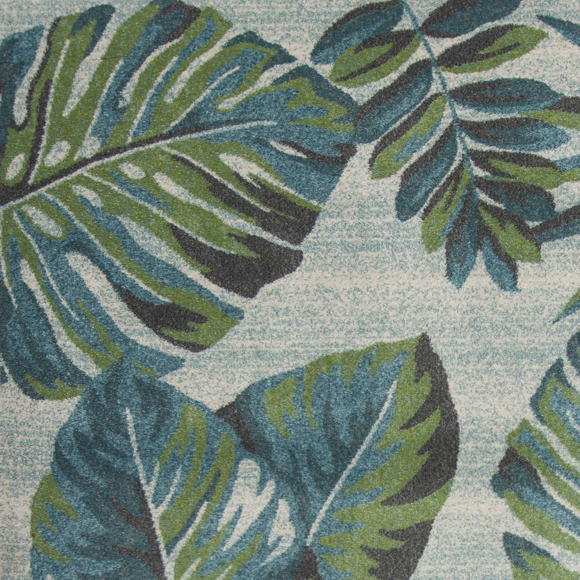 Teal and Green Palm Leaf Rug