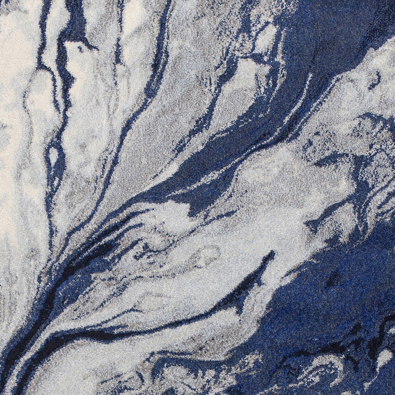 Blue and White Swirl Abstract Area Rug