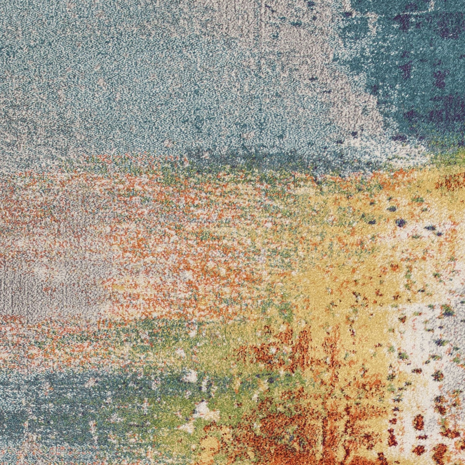 Blue and Orange Rust Abstract Area Rug