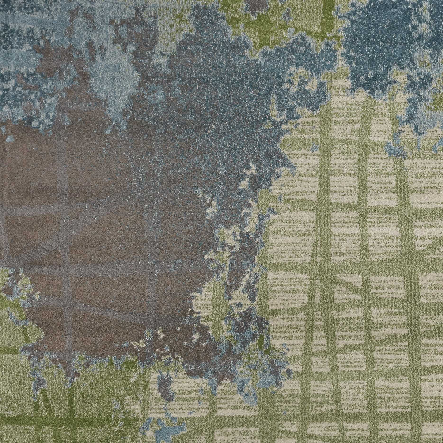 Green and Blue Abstract Lines Area Rug