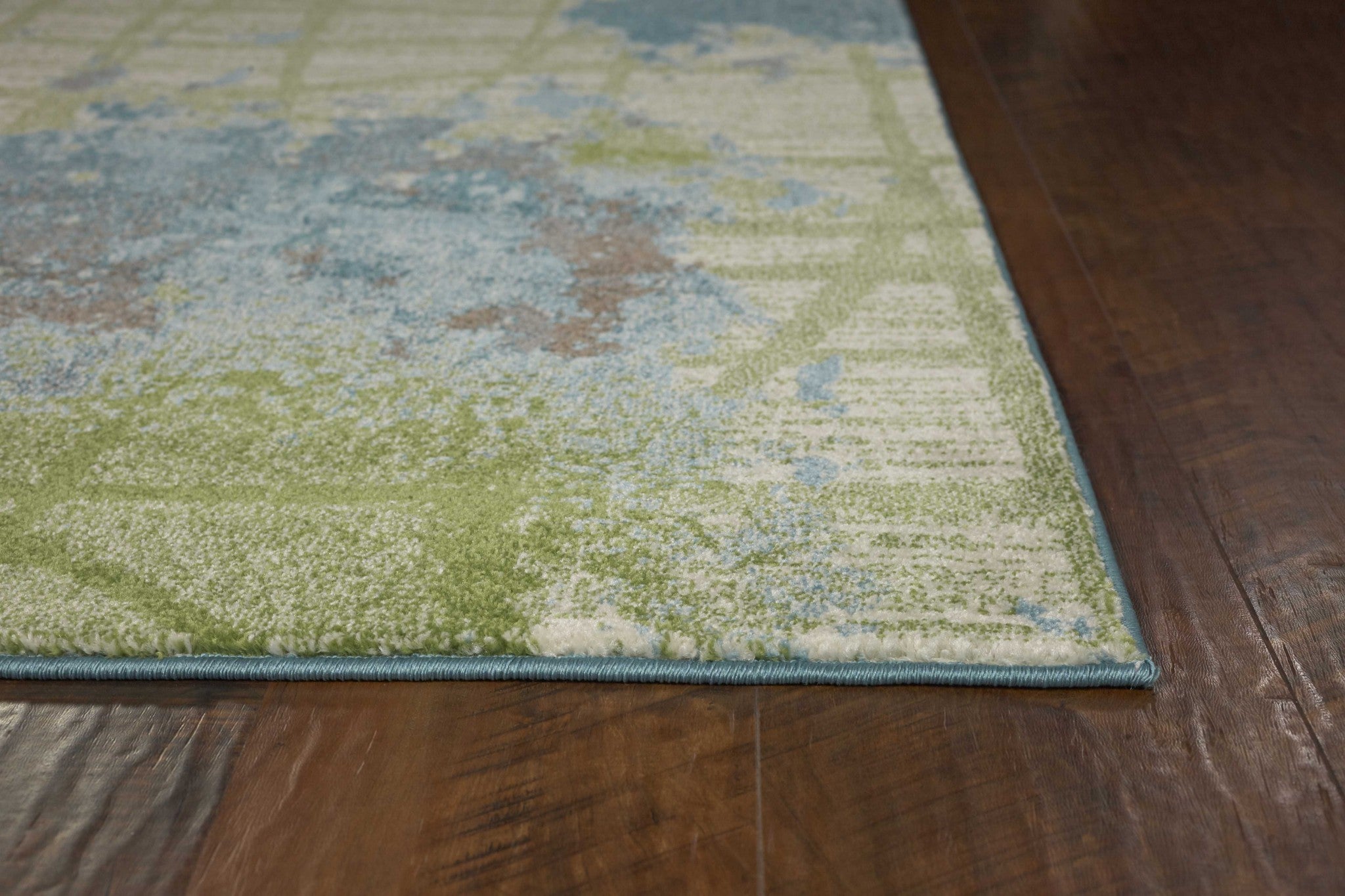 Green and Blue Abstract Lines Area Rug