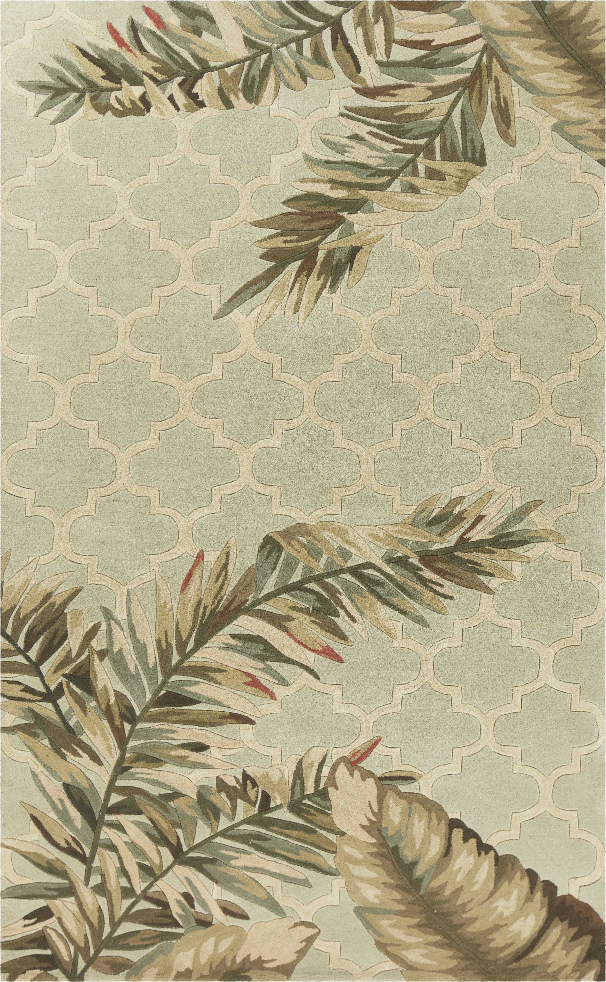 Sage Green Tropical Quatrefoil Area Rug