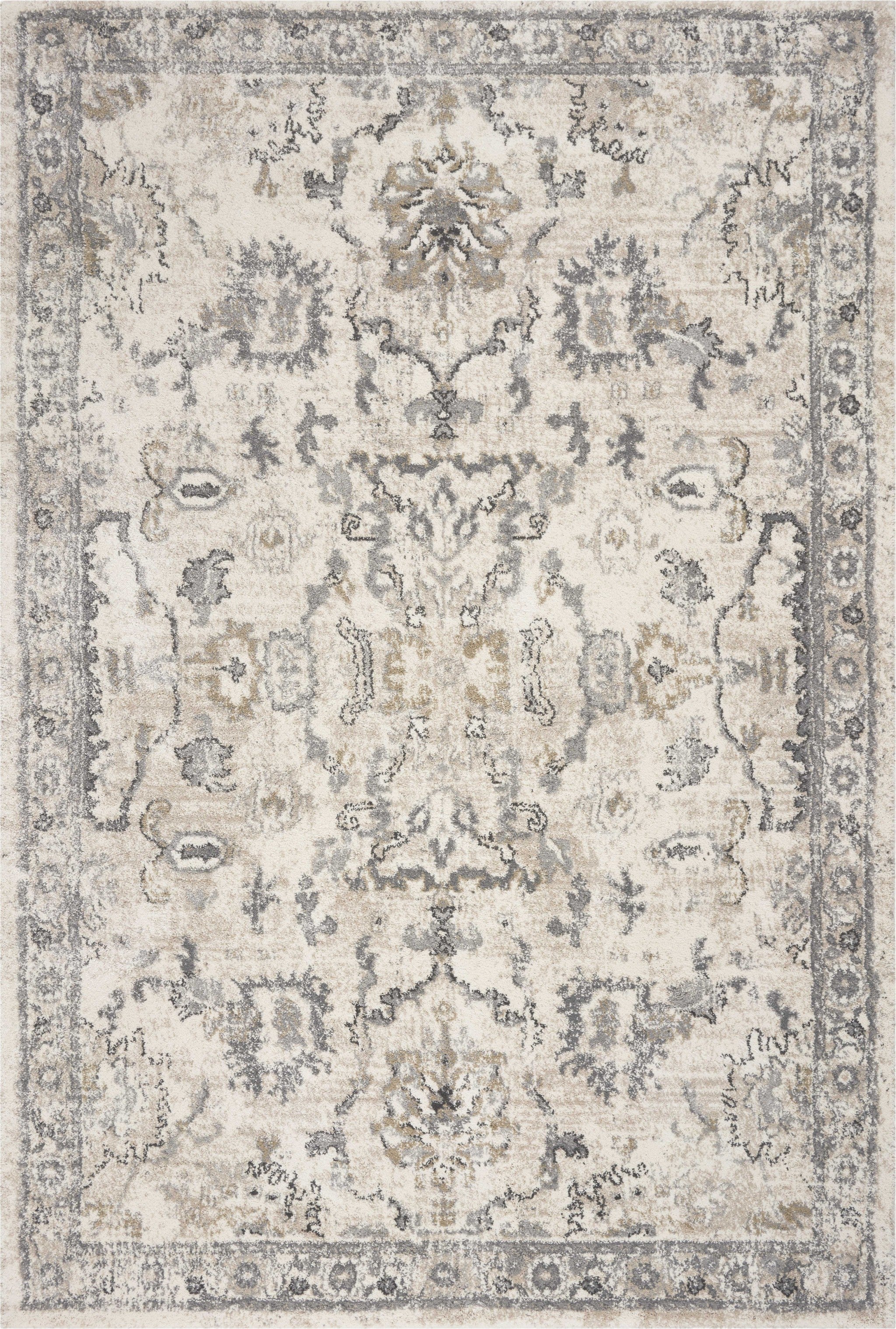 Ivory Distressed Floral Traditional Area Rug