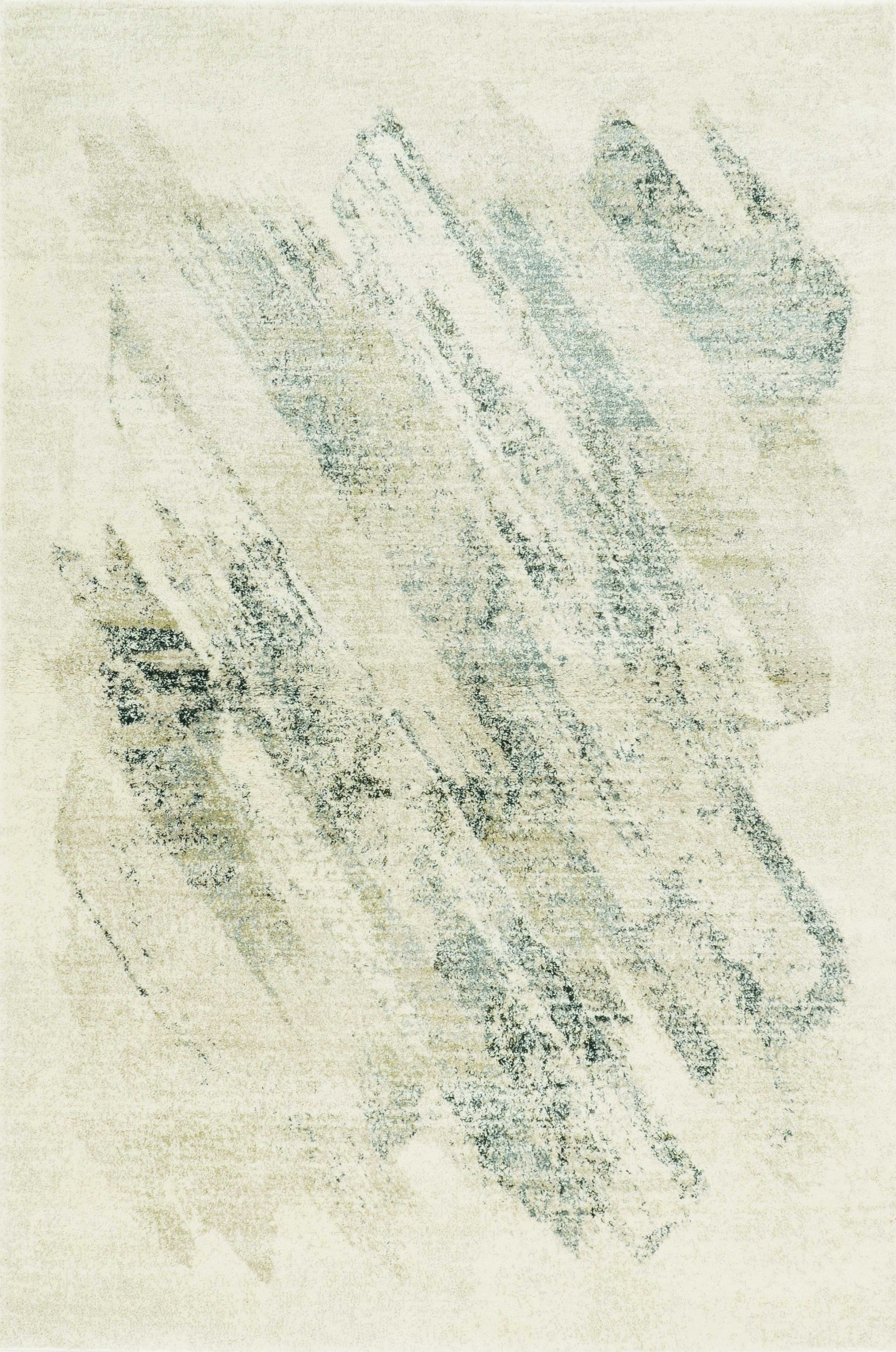 Ivory and Gray Abstract Brushstrokes Area Rug