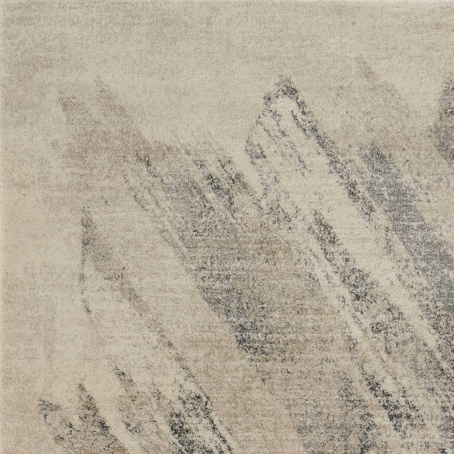 Ivory and Gray Abstract Brushstrokes Area Rug