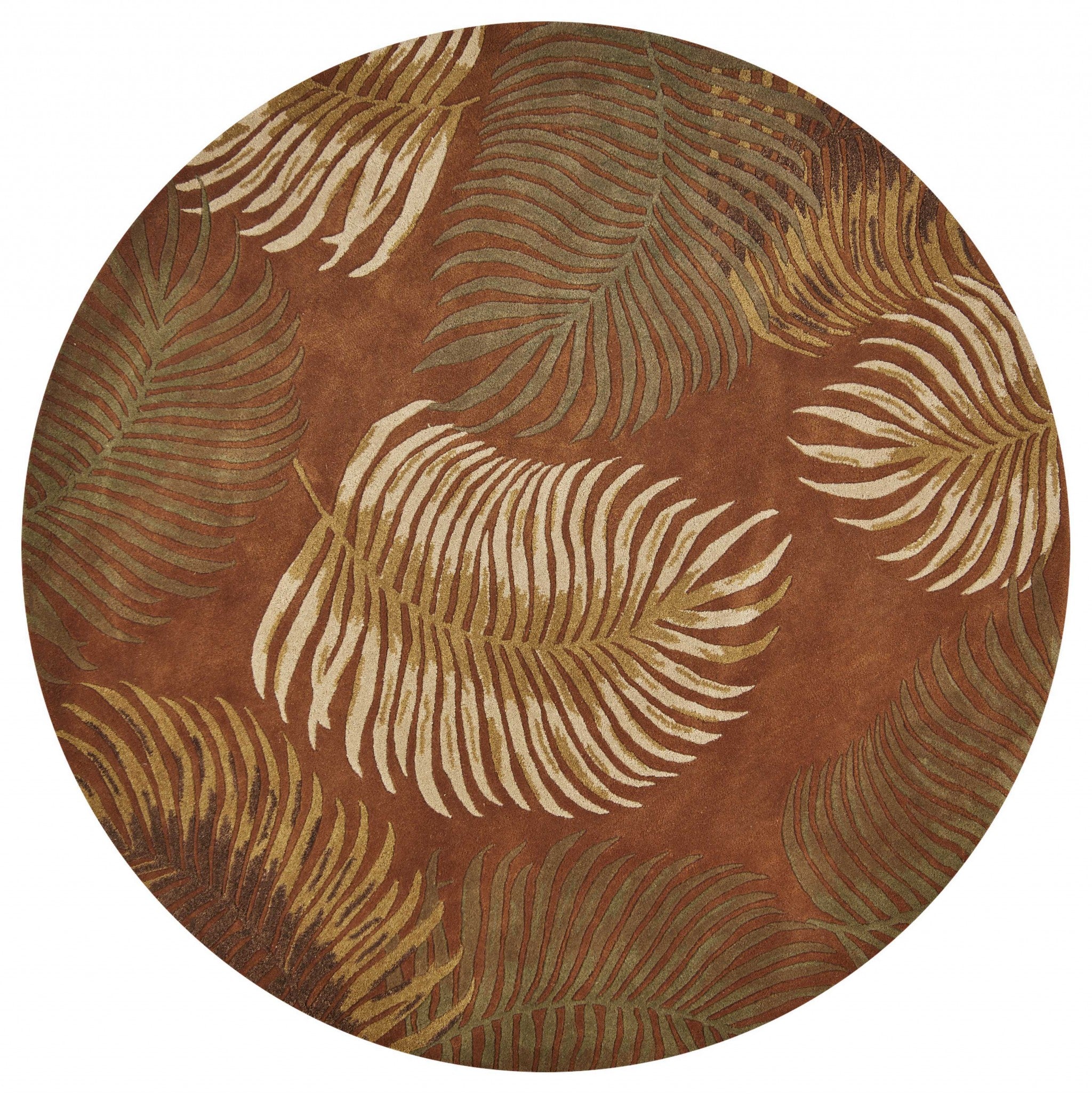 8' Rust Round Round Floral Rug