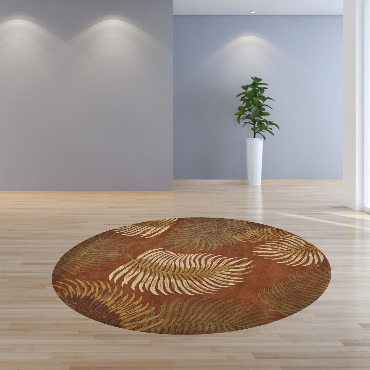 8' Rust Round Round Floral Rug