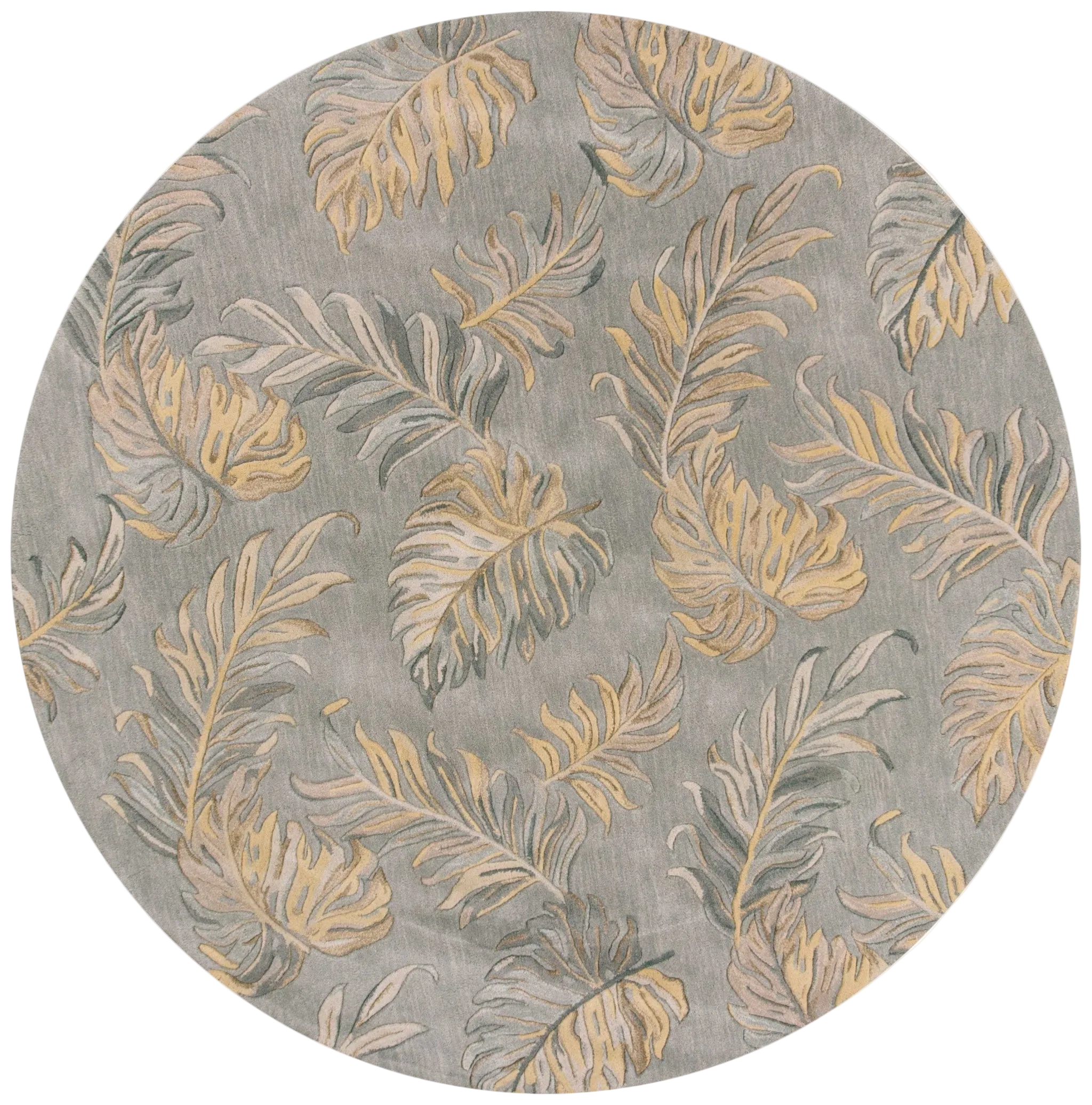 8' Gray Hand Tufted Round Floral Rug