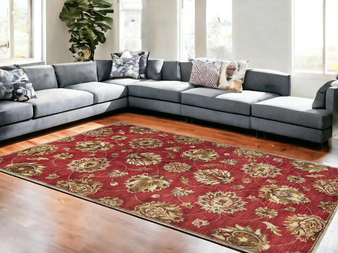 Red Wool Traditional Rug