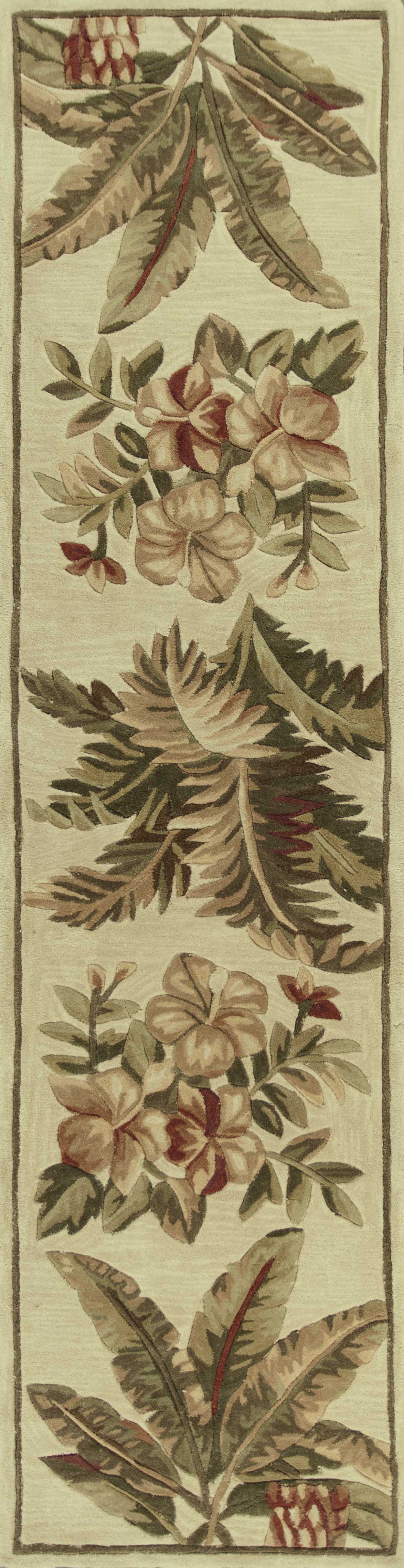 2' x 10' Beige Tropical Palm Runner Rug