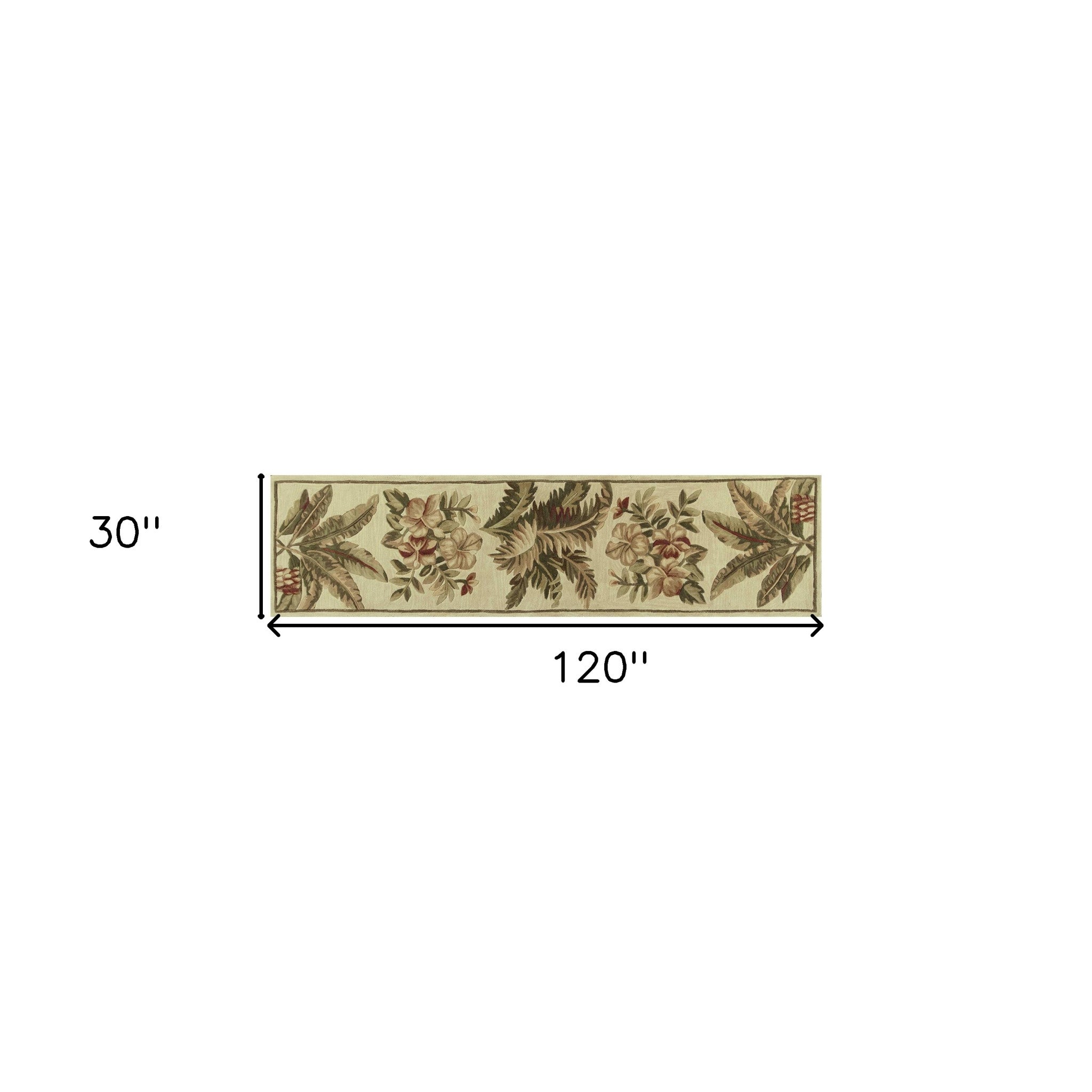 2' x 10' Beige Tropical Palm Runner Rug